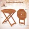 Space-Saving Solid Shorea Wood Foldable Patio Table with Umbrella Hole and Octagon Shape Seats Four People